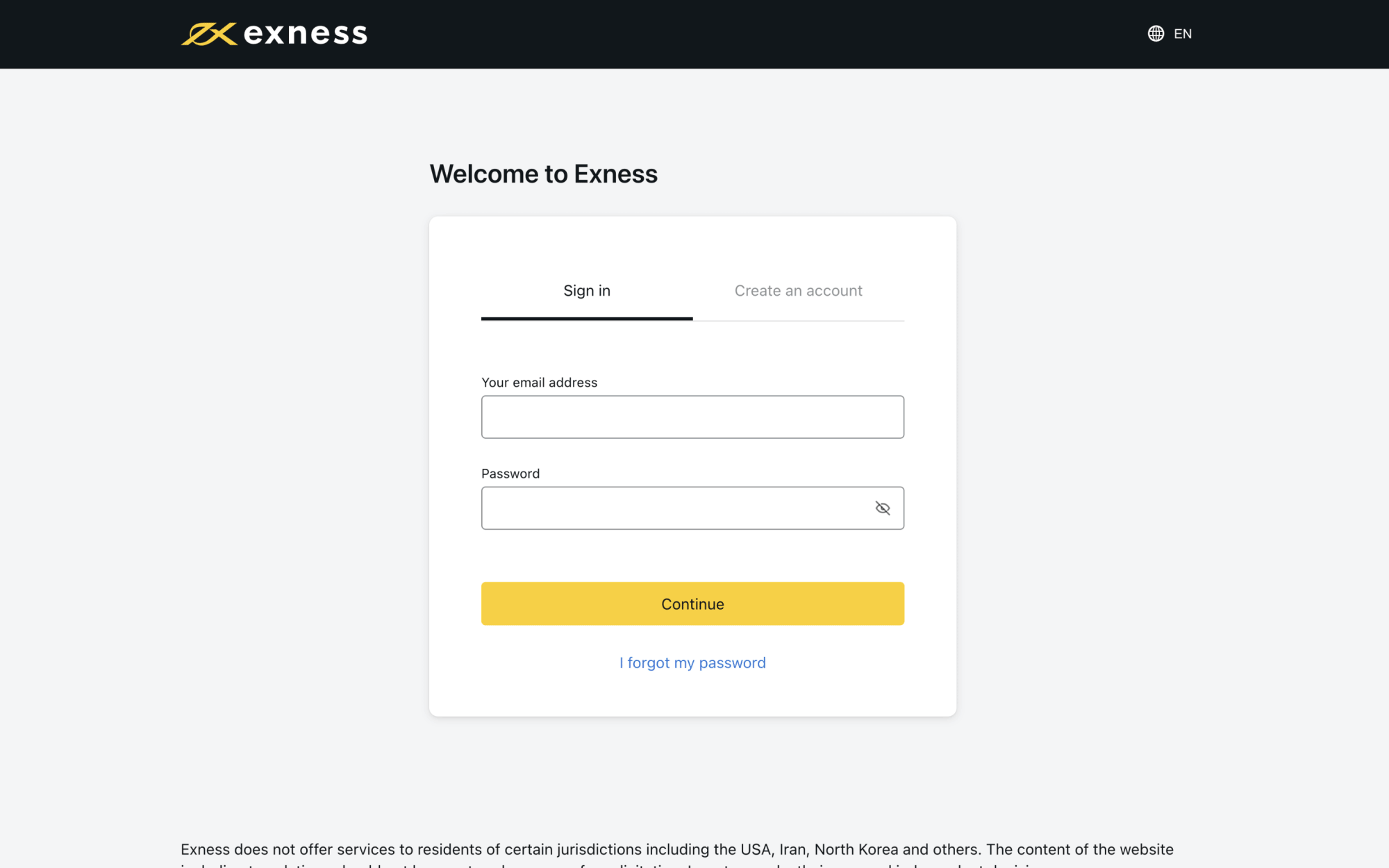 Exness demo store account